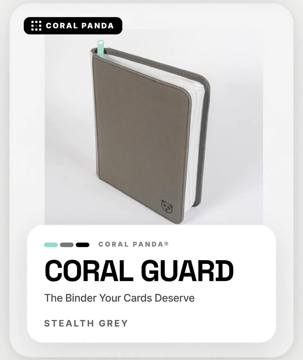 4 Pocket Top Loader Binder White Pages - Stealth Grey - CoralGuard