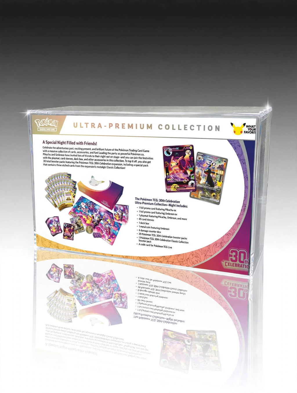 Pokemon 30th Anniversary Ultra Premium Collection Acrylic Display Case with Magnetic Lid