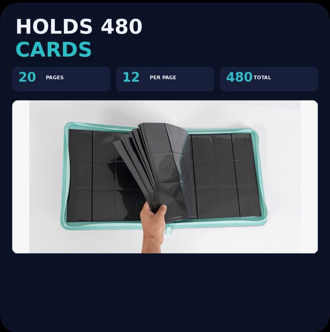 CoralGuard Premium 12 Pocket Stealth Mint 480 Card XL Binder - CoralGuard