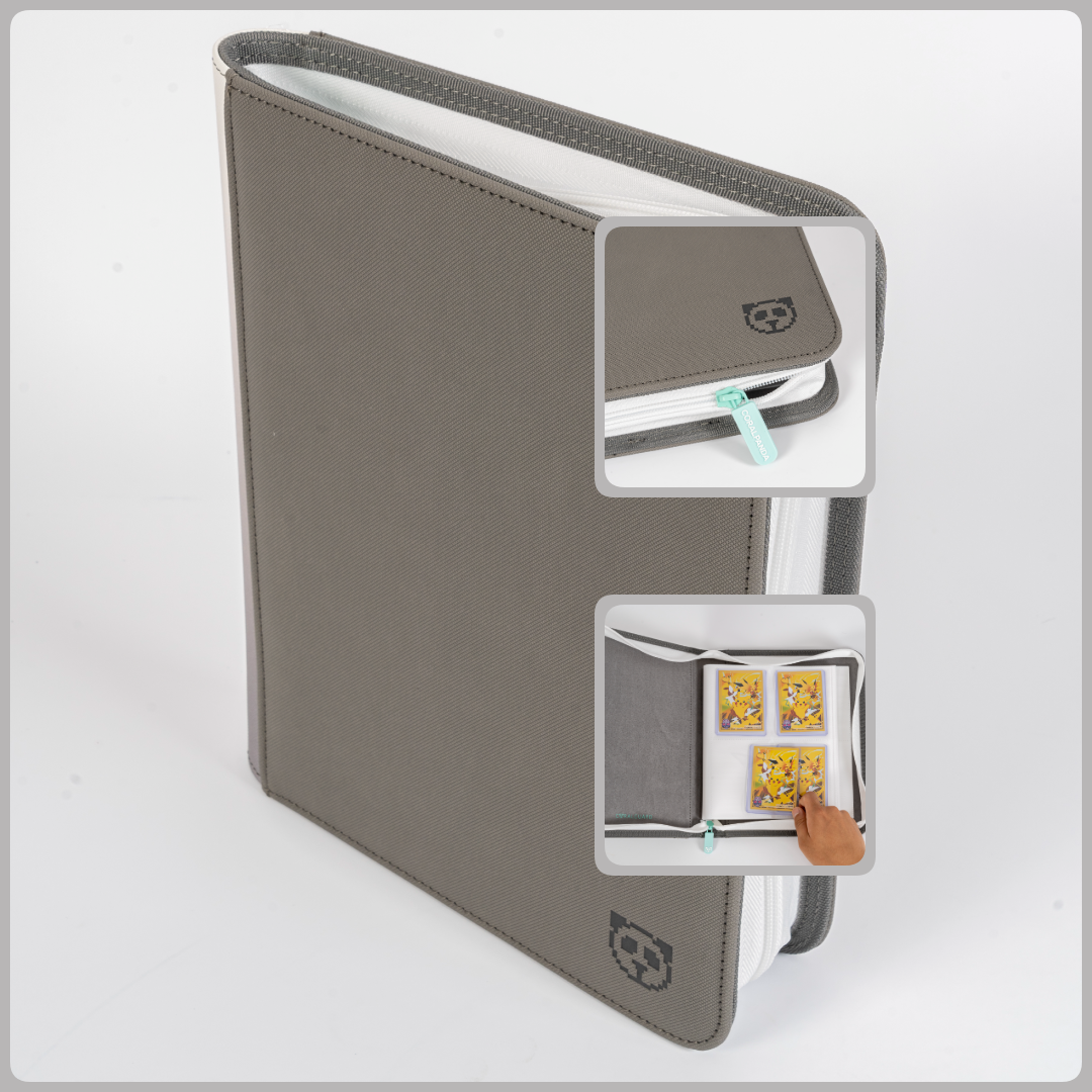 Stealth Grey 4 Pocket Top Loader Binder White Pages