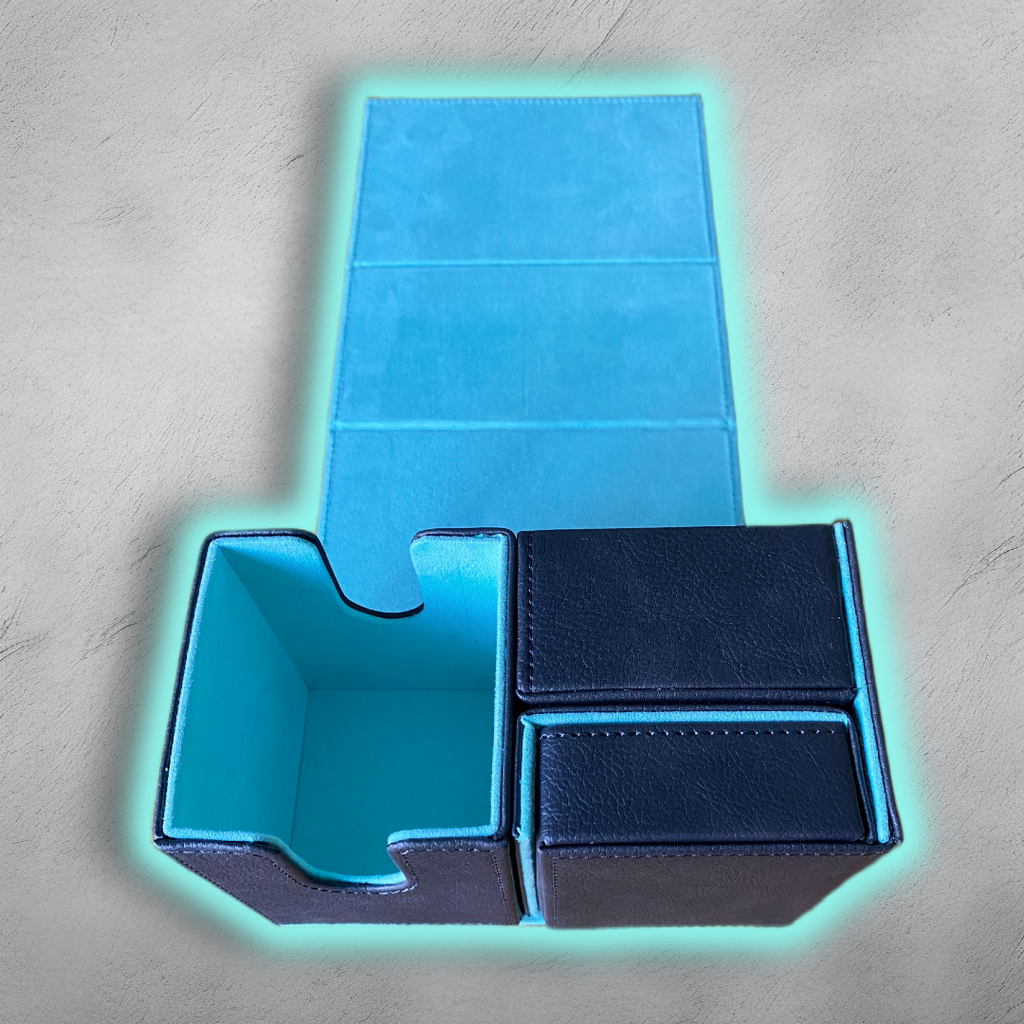 CoralPanda Premium Black Leather Deck Box