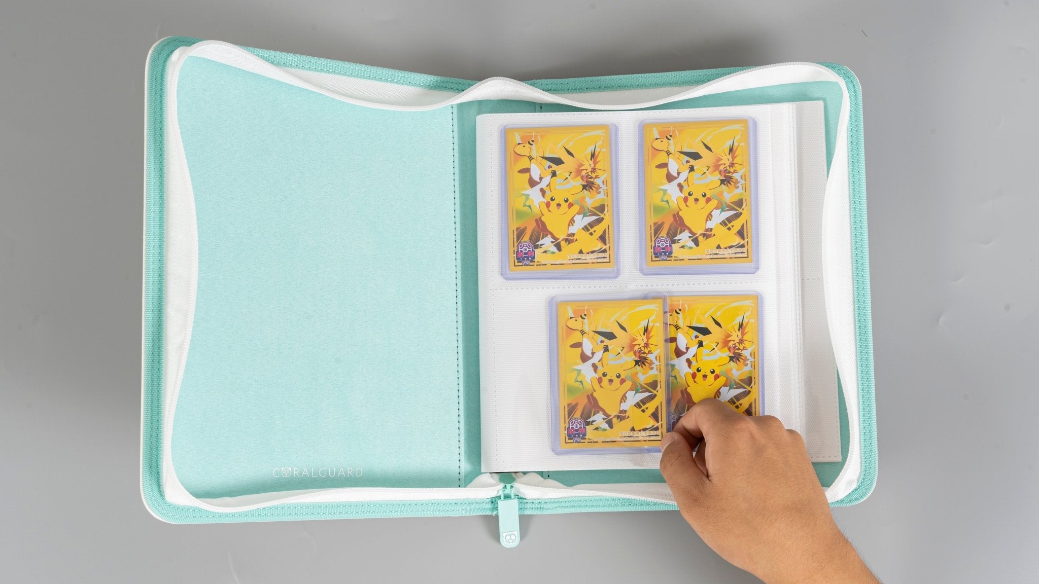 Premium Mint White 4 Pocket Top Loader Binder - CoralGuard