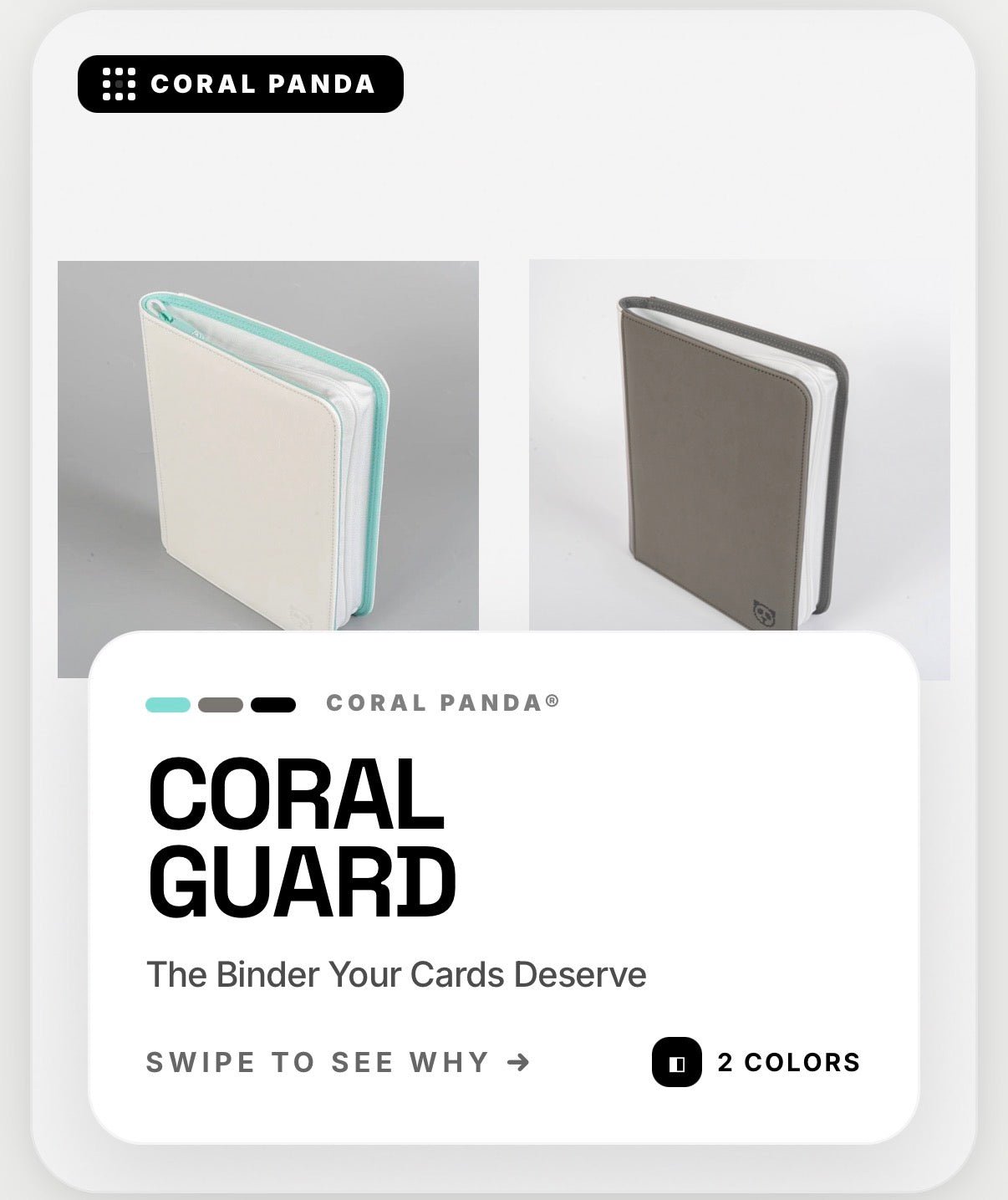 Premium Mint White 4 Pocket Top Loader Binder - CoralGuard
