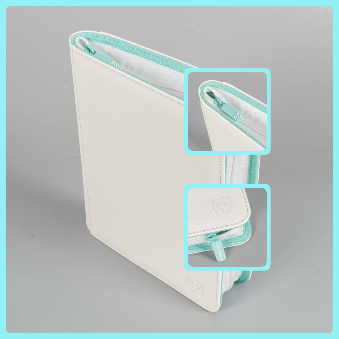 Premium Mint White 4 Pocket Top Loader Binder - CoralGuard
