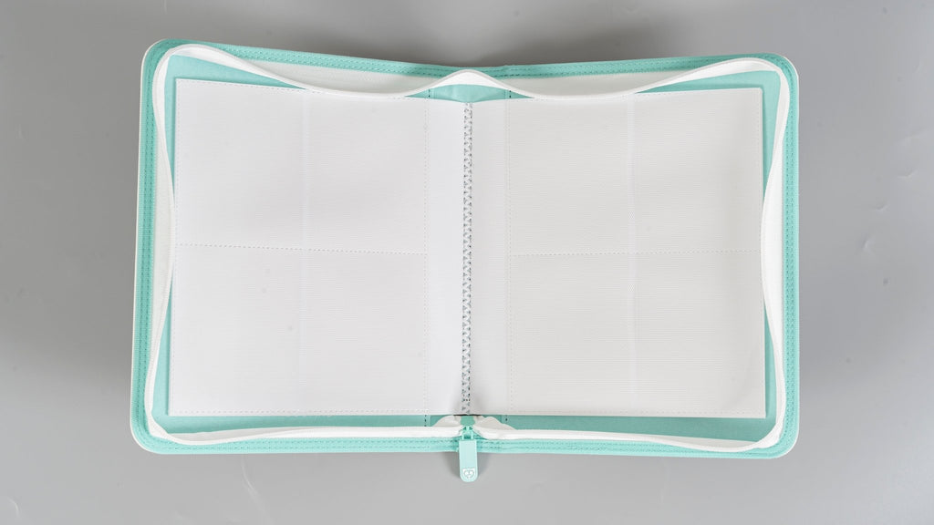 Premium Mint White 4 Pocket Top Loader Binder - CoralGuard
