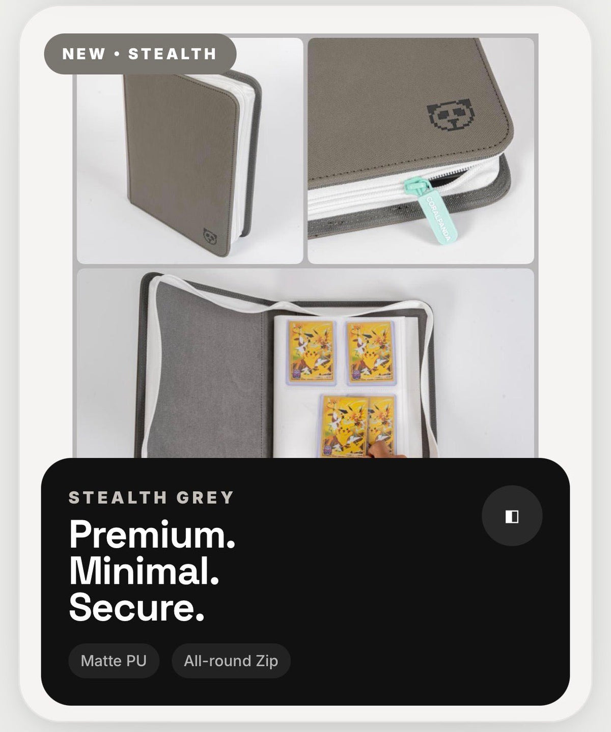 Premium Mint White 4 Pocket Top Loader Binder - CoralGuard