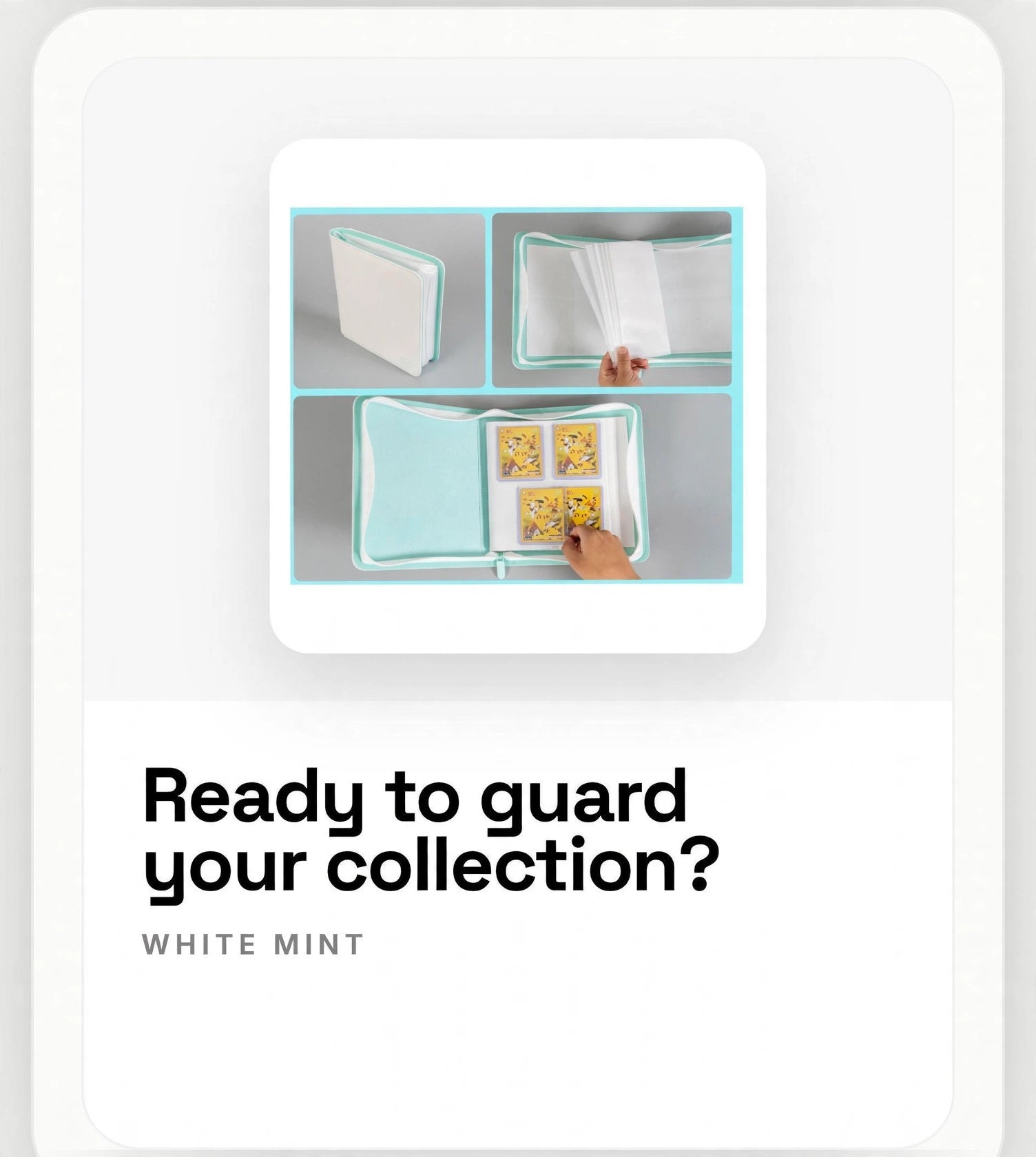 Premium Mint White 4 Pocket Top Loader Binder - CoralGuard