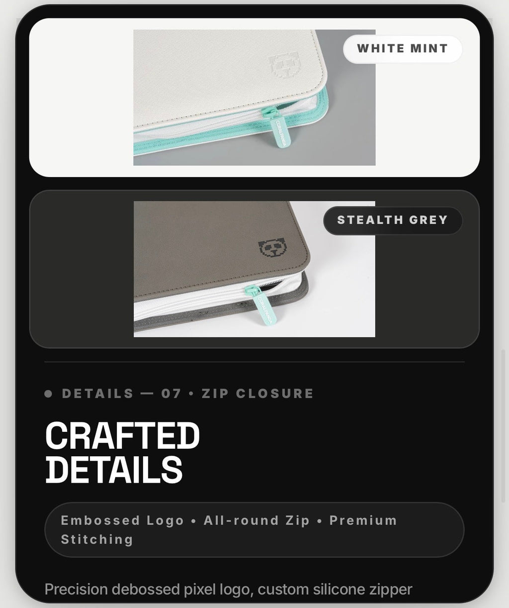 Premium Mint White 4 Pocket Top Loader Binder - CoralGuard