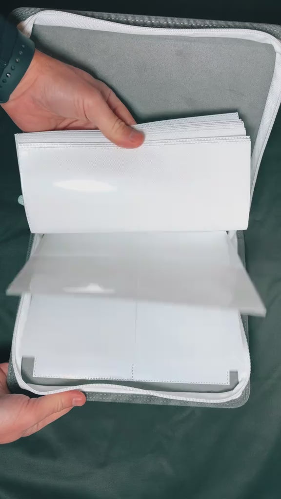 4 Pocket Top Loader Binder Side Loading White Pages - Stealth Grey