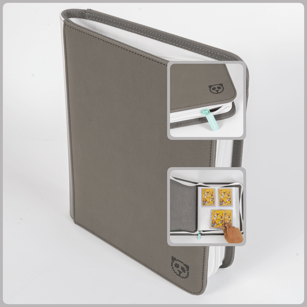 Stealth Grey 4 Pocket Top Loader Binder White Pages - CoralGuard